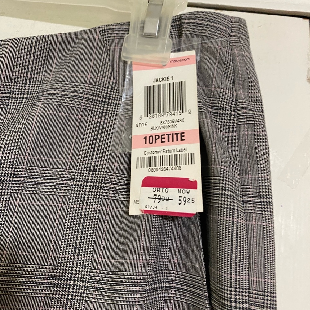 INC Brand size 10 petite light gray plaid pants - NWT - Picture 2 of 3